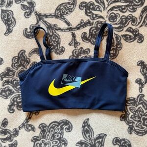 Nike Blue Sports Bra with Yellow Logo